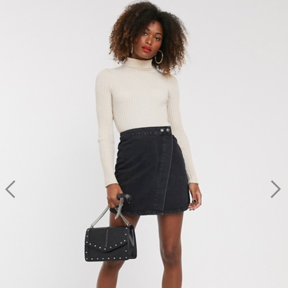 asos denim wrap skirt